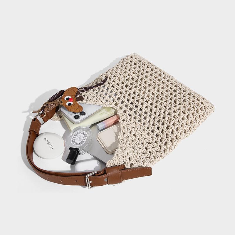 Hand-woven Straw Bag for Women, Large Capacity, 2025 New Summer Style, Single Shoulder Crossbody, Beach Vacation Tote Bag