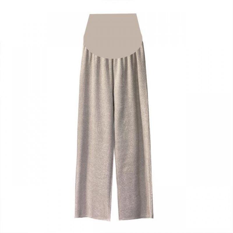 Knitted Wide-Leg Maternity Pants - Thick, Loose-Fit for Fall/Winter, Tall/Plus Size