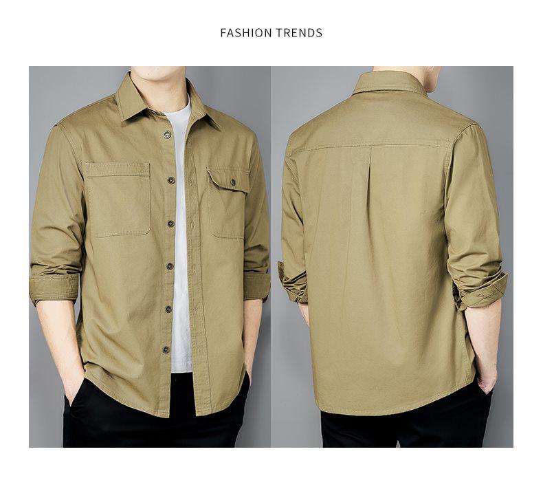 Men's Plus Size Military Style Business Workwear Shirt - Spring/Autumn