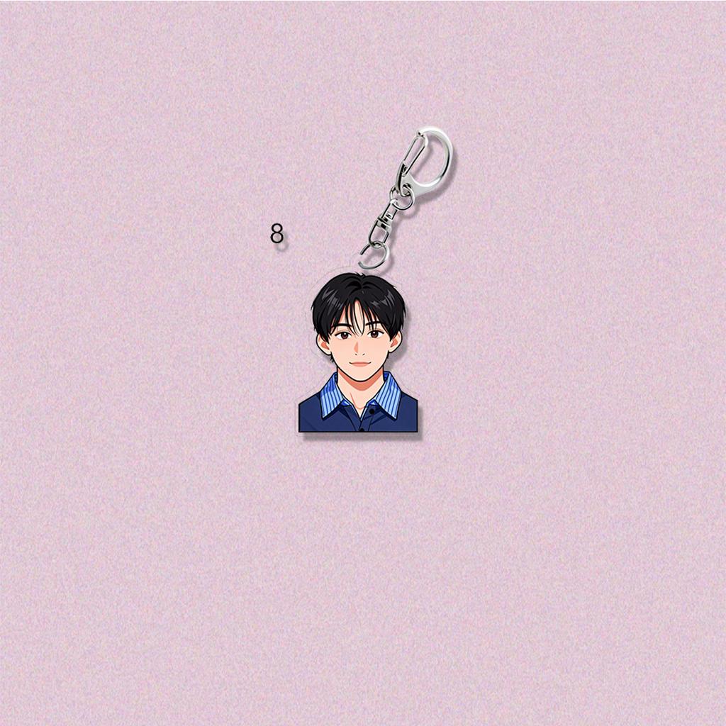 Stray Kids Cute Cartoon Member Acrylic Keychain, Kpop Idol Cartoon Bust Bag Charm Pendant, STAY Fans Collectible Accessory