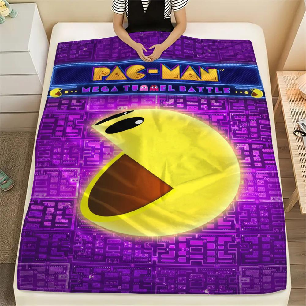 1 Stück Pacman-Print Flanelldecke, Hohe Qualität, Bequem für alle Jahreszeiten, Heimdekoration, Wärme und Komfort, Perfekt für Geschenke