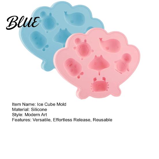 Baby Safe Ice Cube Mold Ocean Animal Silicone Tray Food-Grade Flexible for Seashell Turtle Whale Shapes Easy-Release Fun Maker Cocktails Home