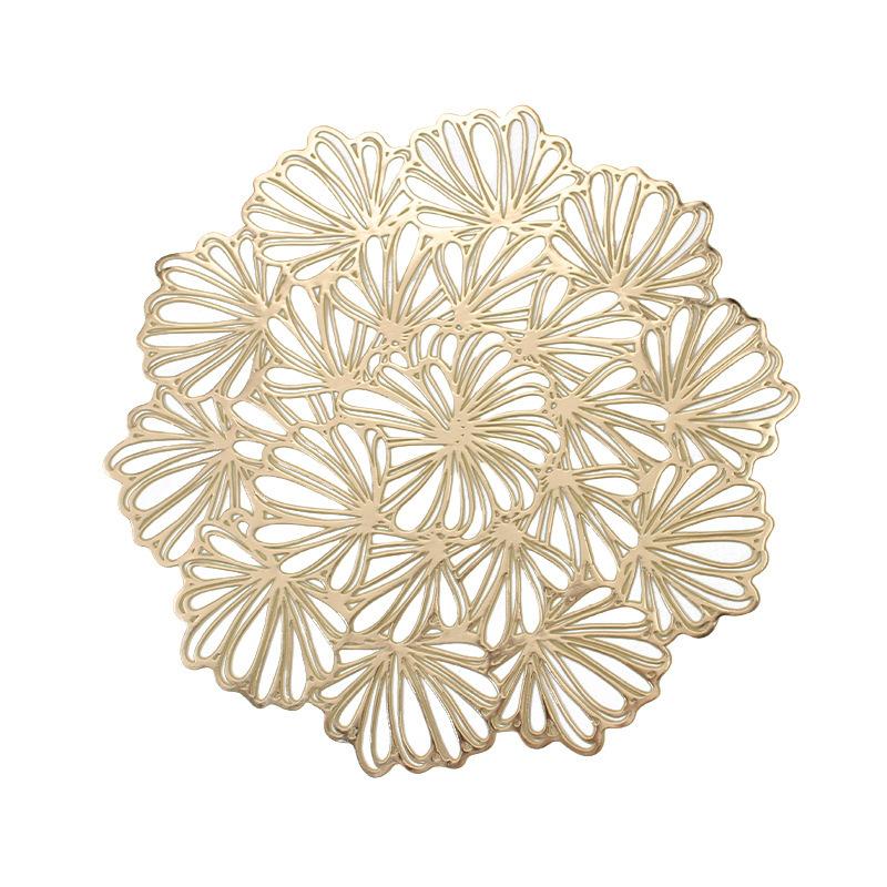 PVC Hot Golden Anti-hot Table Mats, Bowl Mats, European Simple Dining Table Heat Insulation Mats, High-end Western Dining Mat
