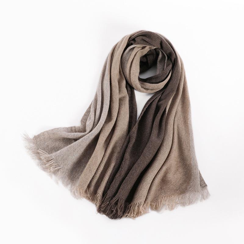 

Шарф из чистого кашемира, двусторонний большой платок, женский для помещения с кондиционером, теплый и многофункциональный подарок для девушки, высококлассный внешний вид с кисточками 180cm верблюд