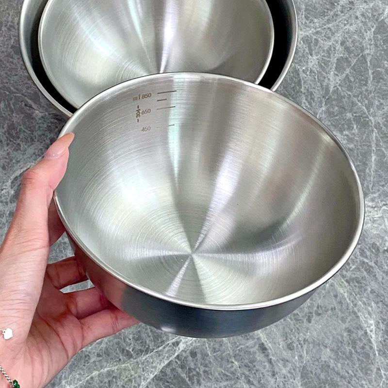 304 Stainless Steel Kitchen Basin: Wash Veggies, Knead Dough, Beat Eggs, or Mix Salads. Thick, Durable Design for Household Use.