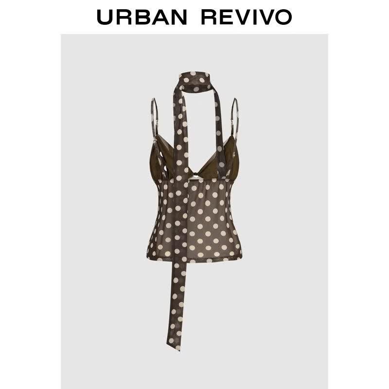 UR2026 Women s Polka Dot Ribbon Camisole M