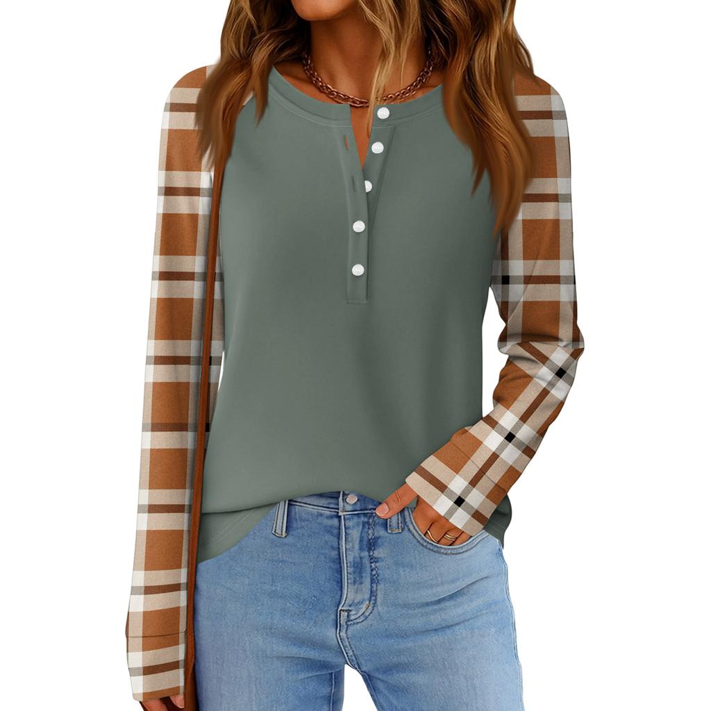 Women's Fashion  Loose Long Sleeve Round Neck Casual Top