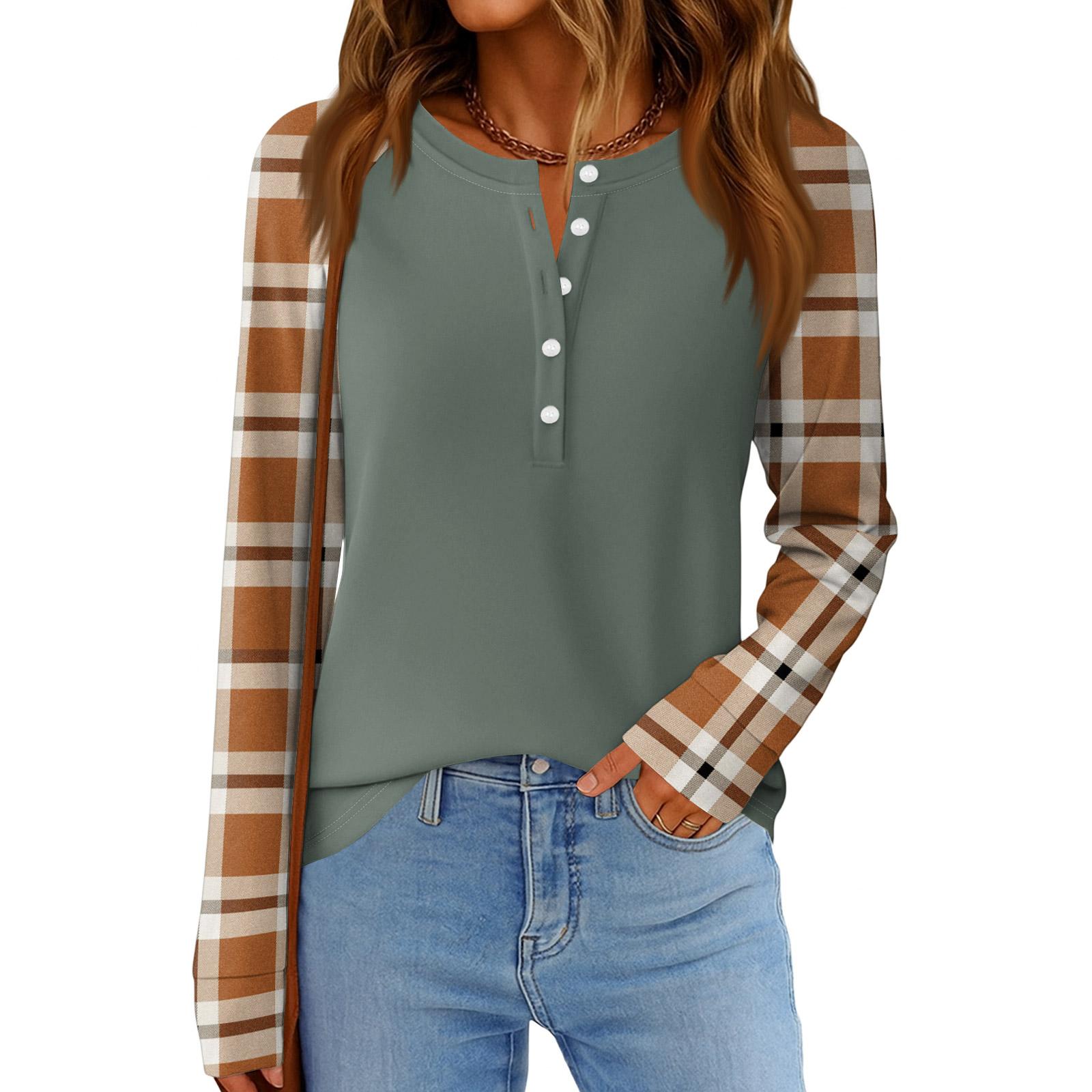 

Женская мода Свободный топ с длинным рукавом и круглым вырезом в повседневном стиле S