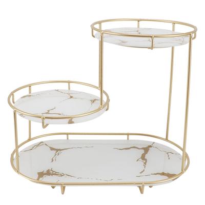 Makeup Shelf Organizer Iron Glass Stylish Modern Bathroom Countertop Organizer for Cosmetic Perfume