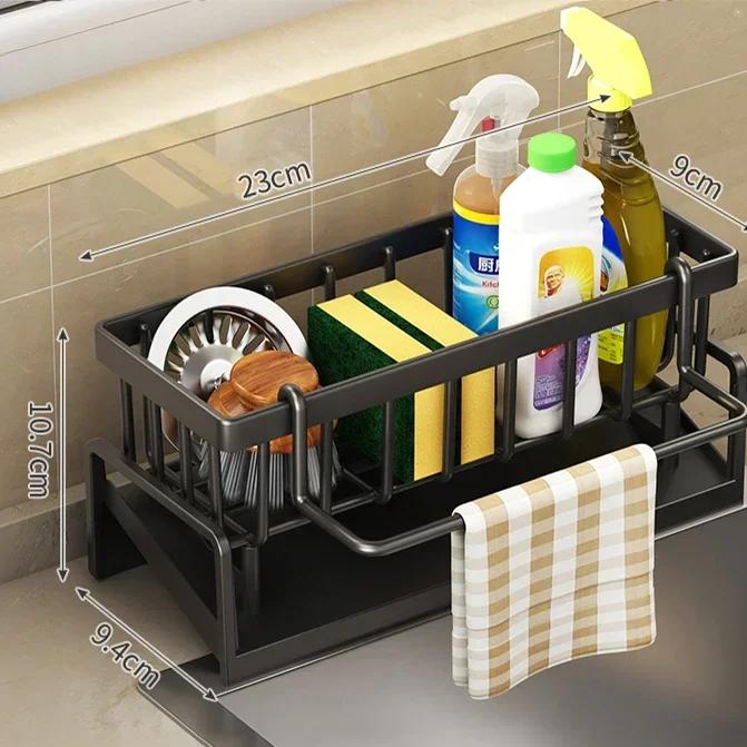 1 Set Sink Drain Rack ABS Plastic Sponge Holder Faucet Storage Soap Drainer Towel Rack Shelf Organizer Kitchen Accessories