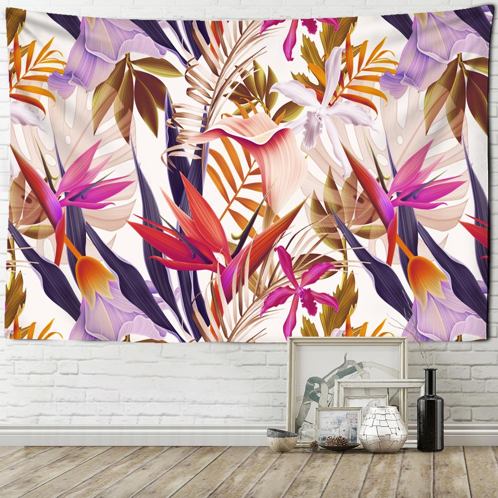 Oil Painting Parrot Southeast Asian Style Decor Tapestry Fashionable Tropical Plant Polyester Fabric Mandala Home Wall Hanging