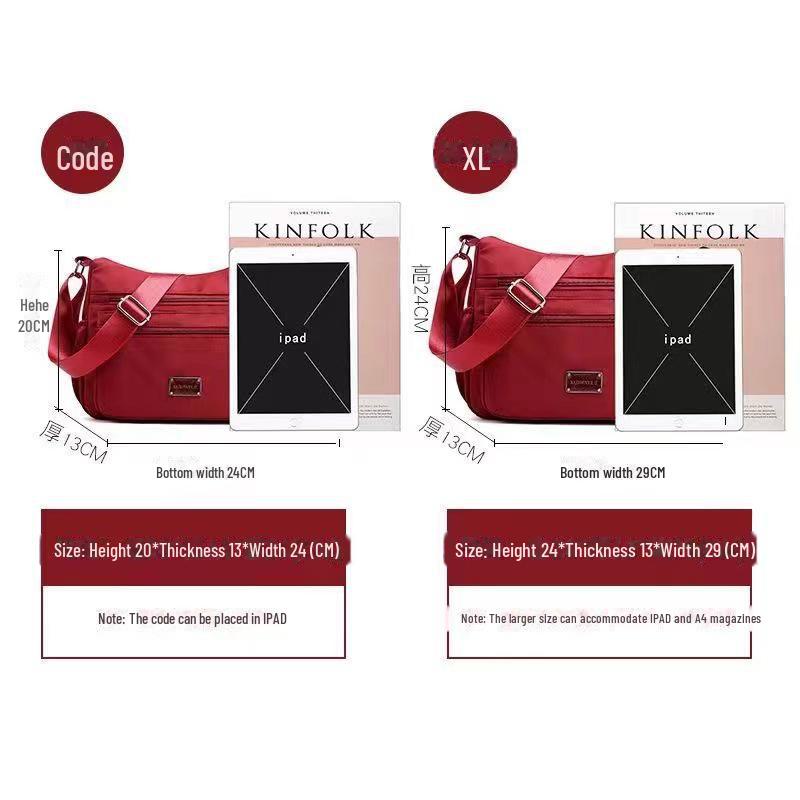Bolsa de ombro feminina de lona de nylon de grande capacidade: Bolsa de mensageiro com vários compartimentos para mães de meia-idade e idosas