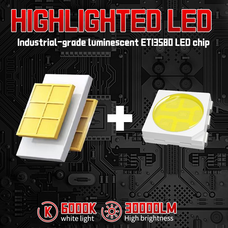 2Pcs Super Bright H4 LED Dual Projector Lens Headlight Bubs Car Motorcycle Canbus 100W 30000LM High Low Beam Light W/ Turbo Moto Lamp LHD 6000K White