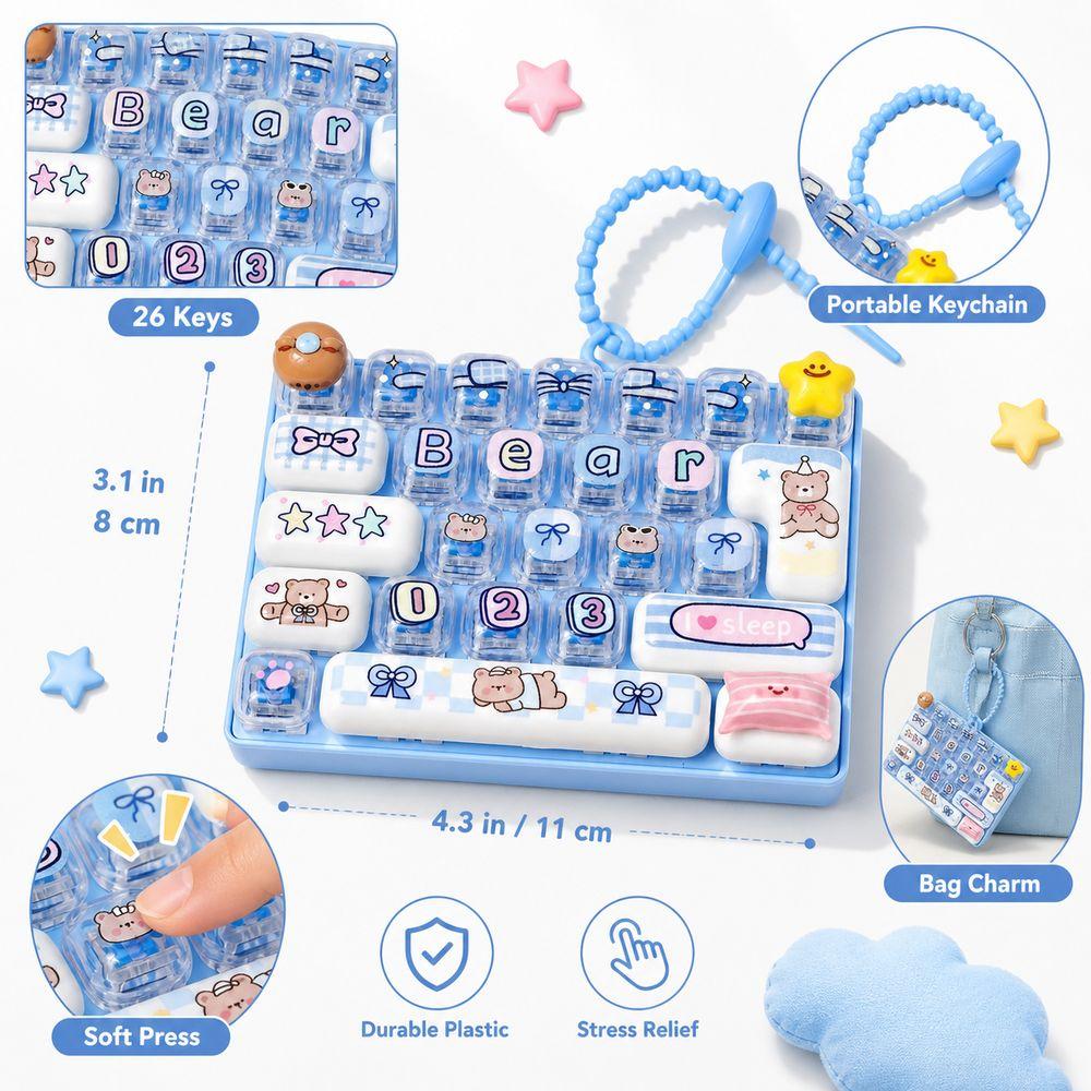 Plastic 26 Key Press Button Toy 26 Key Push Sensory Toy  Bag Ornament