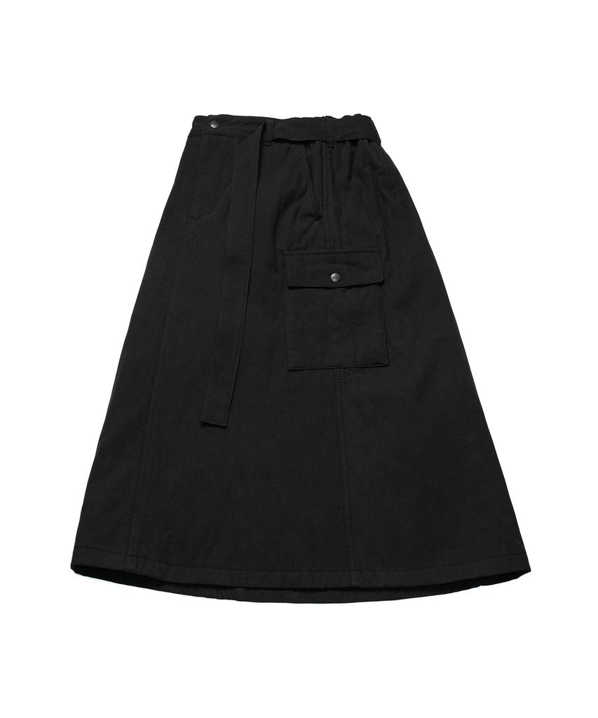 Cotton Bell Padded Cargo Skirt - Black