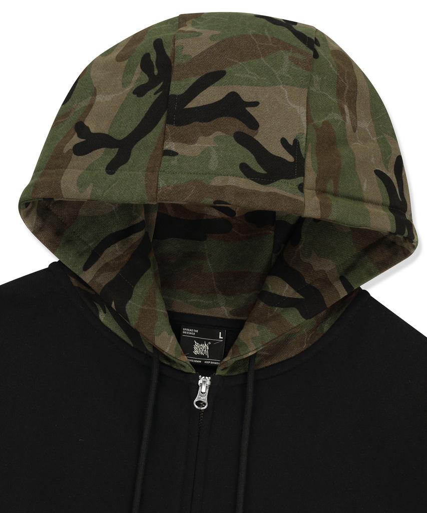 Brownbreath Tag Camo Block Hood Zip Up - Black
