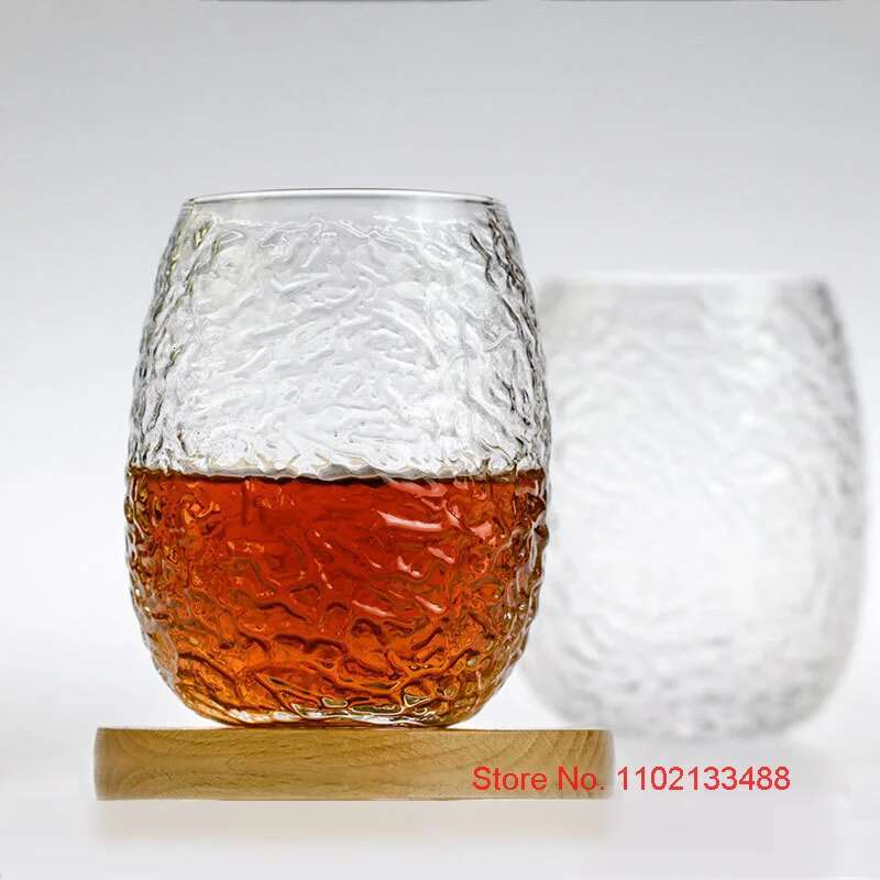 Cocoon Breaking Whiskey Rock Cup Manual Crystal Artwork Old Fashioned Silkworm Wine Drinking Glasses Japanese Style Whisky Glass