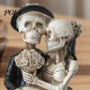 Dark Romantic Wedding Decor Gothic Skeleton Couple Figurine, Spooky Resin Halloween Skull Lover Statue, Day of Aesthetic Party Props The Dead