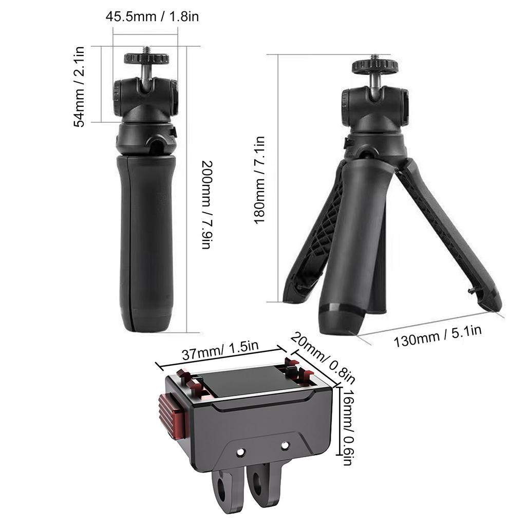 4 Sections Extenable Foldable Camera Tripod 360 Degree Ball Head Selfie Stick with Magnetic Camera Mount Compatible with Insta360 Ace Pro/Ace Pro 2