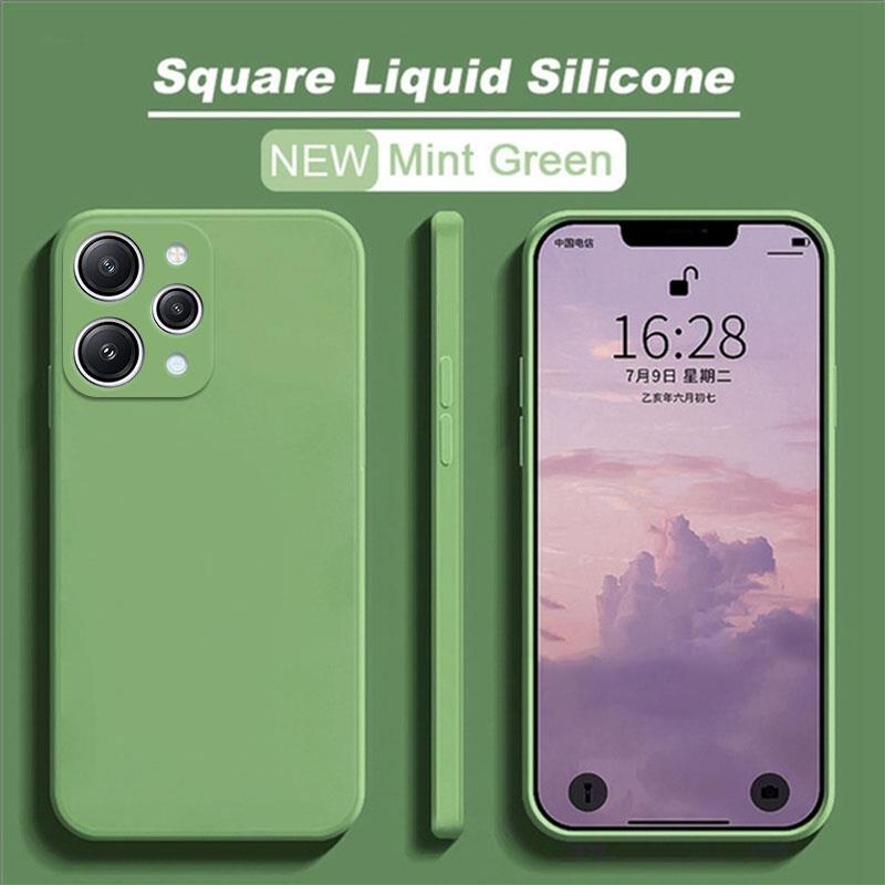 Square Silicone Case For Xiaomi Redmi 12 4G Case Matte Plain Rubber Funda Protector Case For Redmi 12 Cover For Redmi12