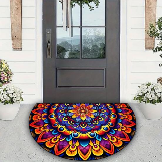 Yousheng Front Door Mat Entrance Half Circle Rug Outside Entry Welcome Mat Doormat with Non Slip Rubber Backing for Front Door Entryway