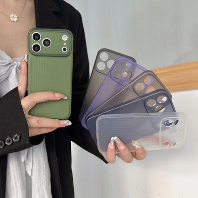 Matte Vertical Stripe Phone Case For iPhone 17 Air 16 Plus 15 14 13 12 11 Pro Max Large Camera Window Shockproof Translucent Soft TPU Protective Cover