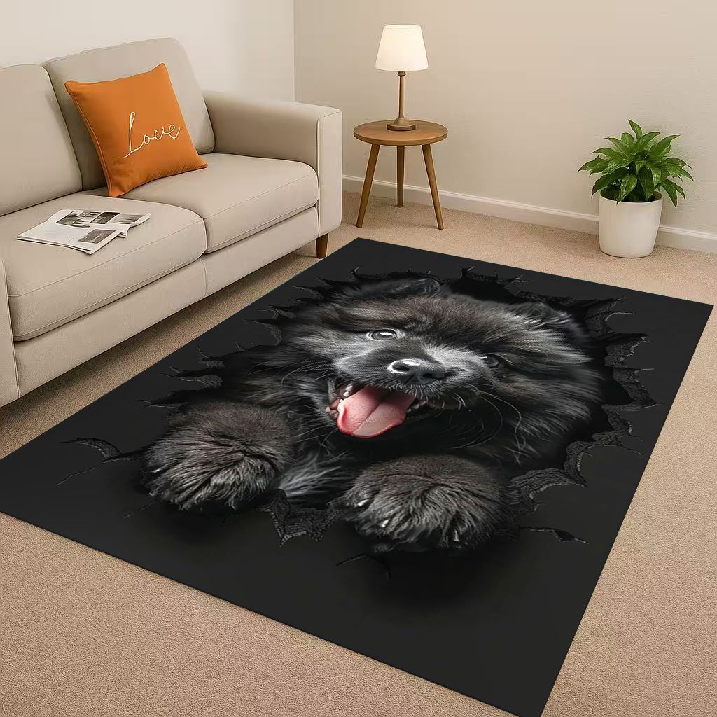 27 Stil Durchbrechende Wand 3D-Illusion Hund Welpe Wohnzimmer Rutschfester Teppich für Schlafzimmer Spielzimmer Sofa, Heimdekoration Fußmatte