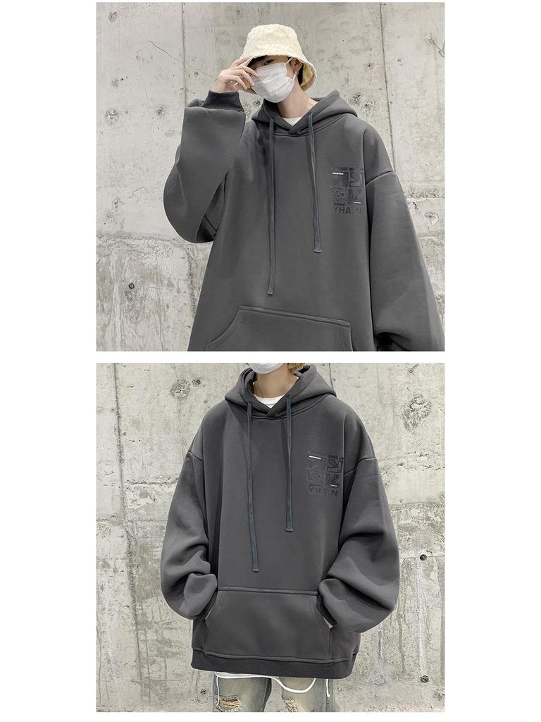 Herren Trendy Amerikanisches Übergroßes Kapuzensweatshirt - Herbst/Winter Samtmantel