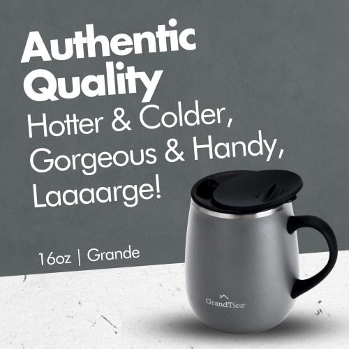 GRANDTIES Premium Vacuum Insulated Mug, 460ml, Available in 19 Colors, with Easy-Open Sliding Lid, Stainless Steel Double-Wall Vacuum Insulation, and
