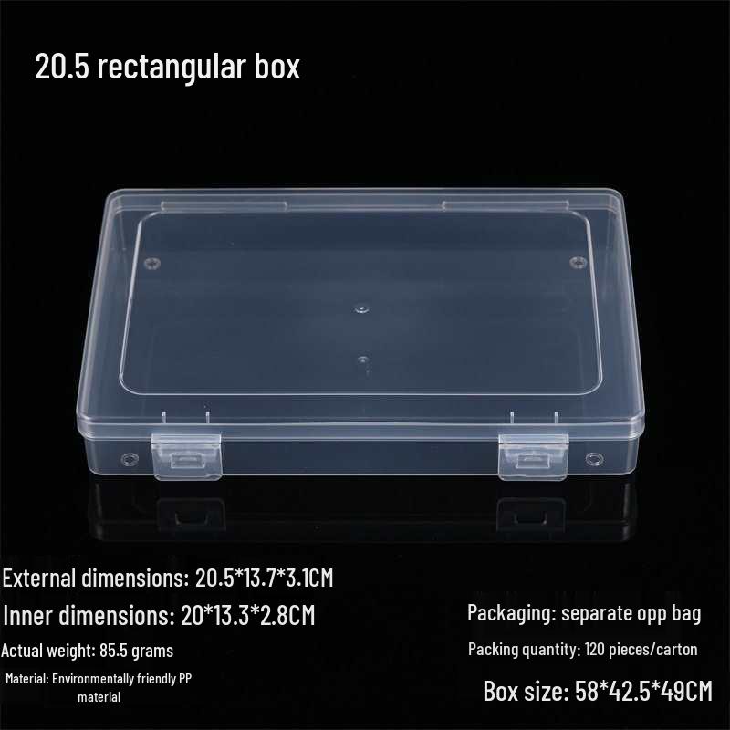 Rectangular Transparent Plastic Storage Box for Nails, Hardware, Tools, Buttons, Fishing Gear, and Stationery.