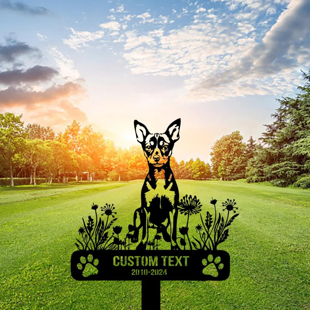 Custom Fox Terrier Dog Memorial Garden Stake, Personalized Metal Yard Sign for Pet, Outdoor Animal Grave Marker, Garden Decor