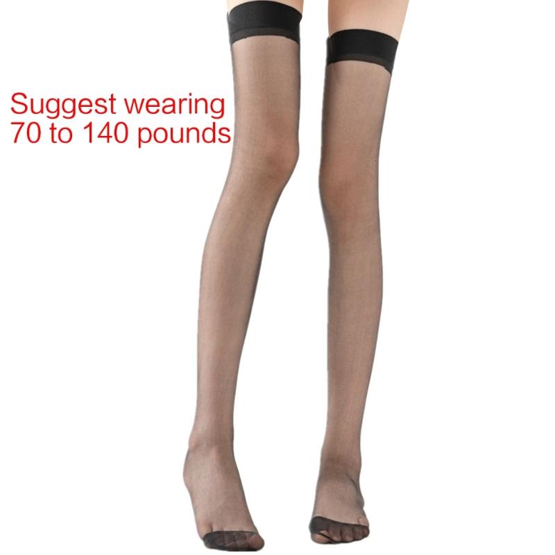 Summer Transparent Nylon Socks Sheer Silk Thigh High Stockings Solid Color Over The Knee Stockings JK Students Stockings