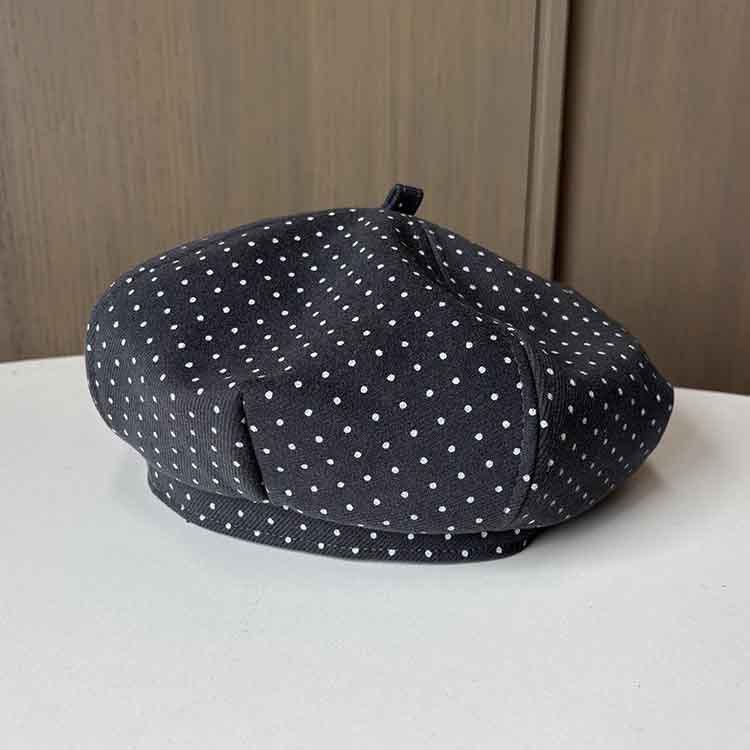 Temperament Polka Dot Beret Lady Spring And Autumn Literary Retro Pumpkin Hat Octagonal Painter Hat