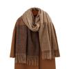 Autumn and winter new pure wool plaid scarf women's versatile high-end fringed shawl thickened warm scarf