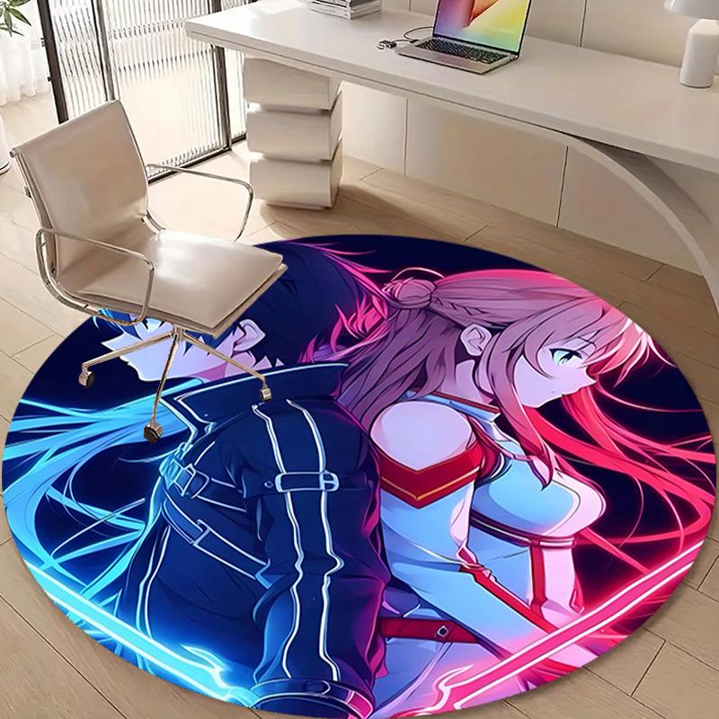1pc Sword Art Online1 Design Printed Area Round Carpet for Bedroom Living Room Home Decor Rugs Mat Non Slip Mat Rug for Bedside