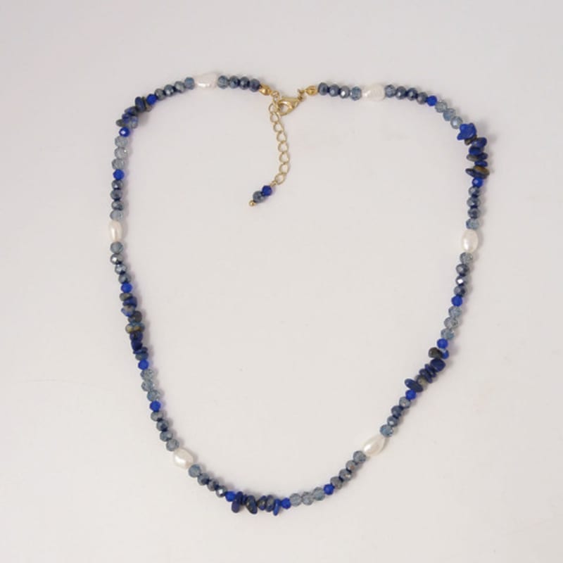 objet213 Zigzag Deep Blue Natural Stone Necklace