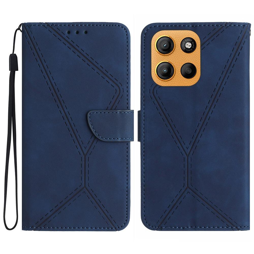 For Motorola Moto G15 4G Case Skin Touch Lines PU Leather Flip Phone Cover