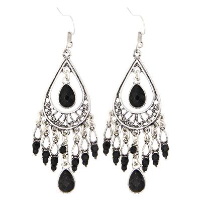 Fashion Creative Bohemian Vintage Carved Water Drop Tassel Earrings