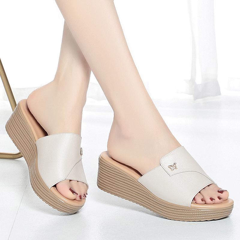 Fashion AIYUQI Women Slippers Platform Large Size 41 42 43 New 2025 Summer Outerwear Slippers Women Wedge Genuine Leather Slippers Women