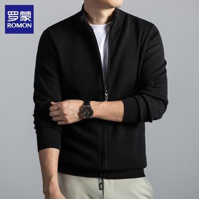 LOMON Men's Casual Knit Cardigan Sweater with Stand Collar