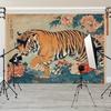 2D Traditional Japanese Tiger Tapestry Floral Peony Wall Hanging