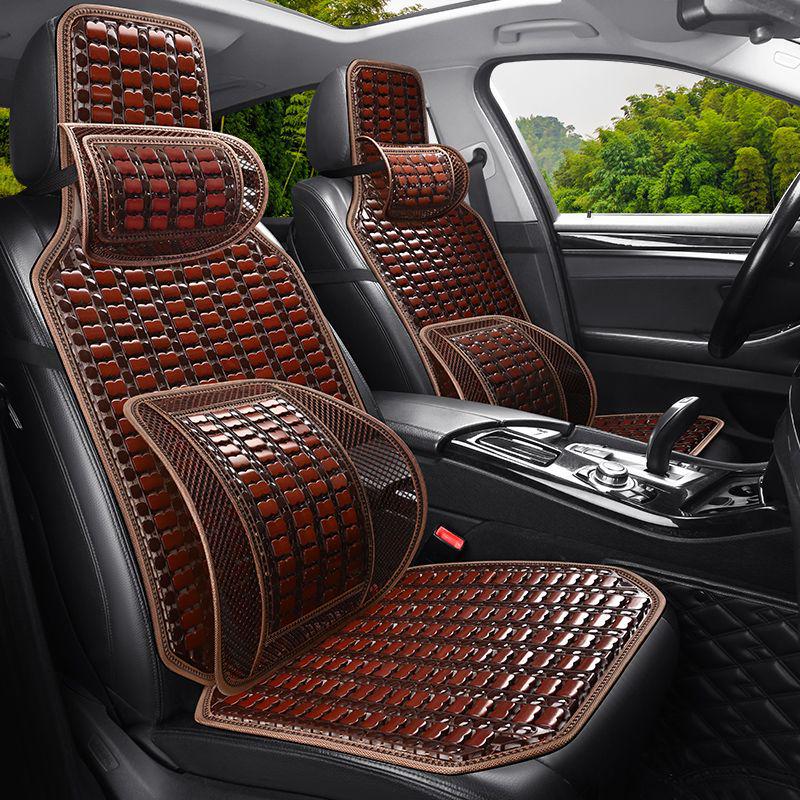 Universal Ventilated Car Seat Cushion with Cool Wood Beads, Breathable for All Seasons