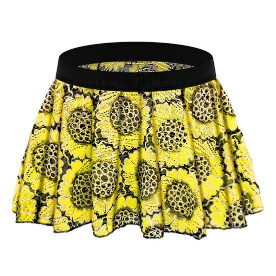 Unisex Mini Skirt Elastic Waist Vintage Printed Pleated Short Soft Breathable Clubwear Panties Underwear Underpants Male Inmitate Clothes