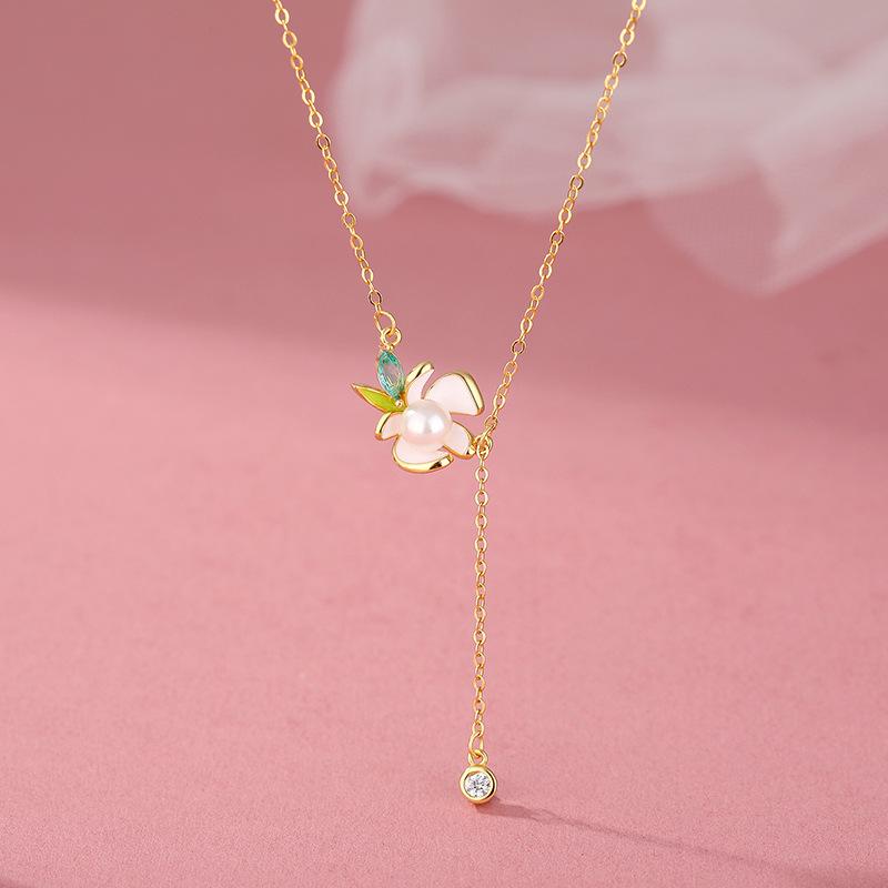 

Универсальное жемчужное ожерелье Drip Gum Flower, разработанное женским меньшинством, милая цепочка на ключицу