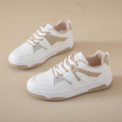 CRLAYDK 2024 Leather Tennis Shoes for Women Low Top Casual White Sneakers Lace Up Fashion Comfortable Walking Sports Flats