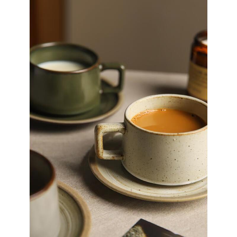 HANDUNYOU Retro Glass Coffee Cup & Saucer Set
