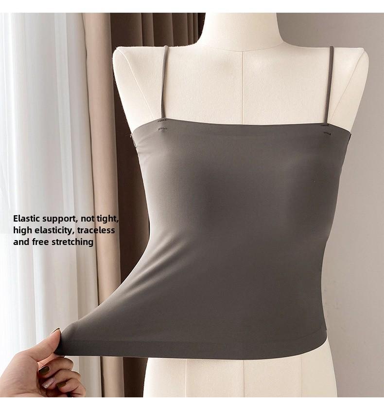 Bonas Women's Camisole with Bra Pads, Dual-Layer, Bra-Free, Summer Thin Style, Beautiful Back Tube Top