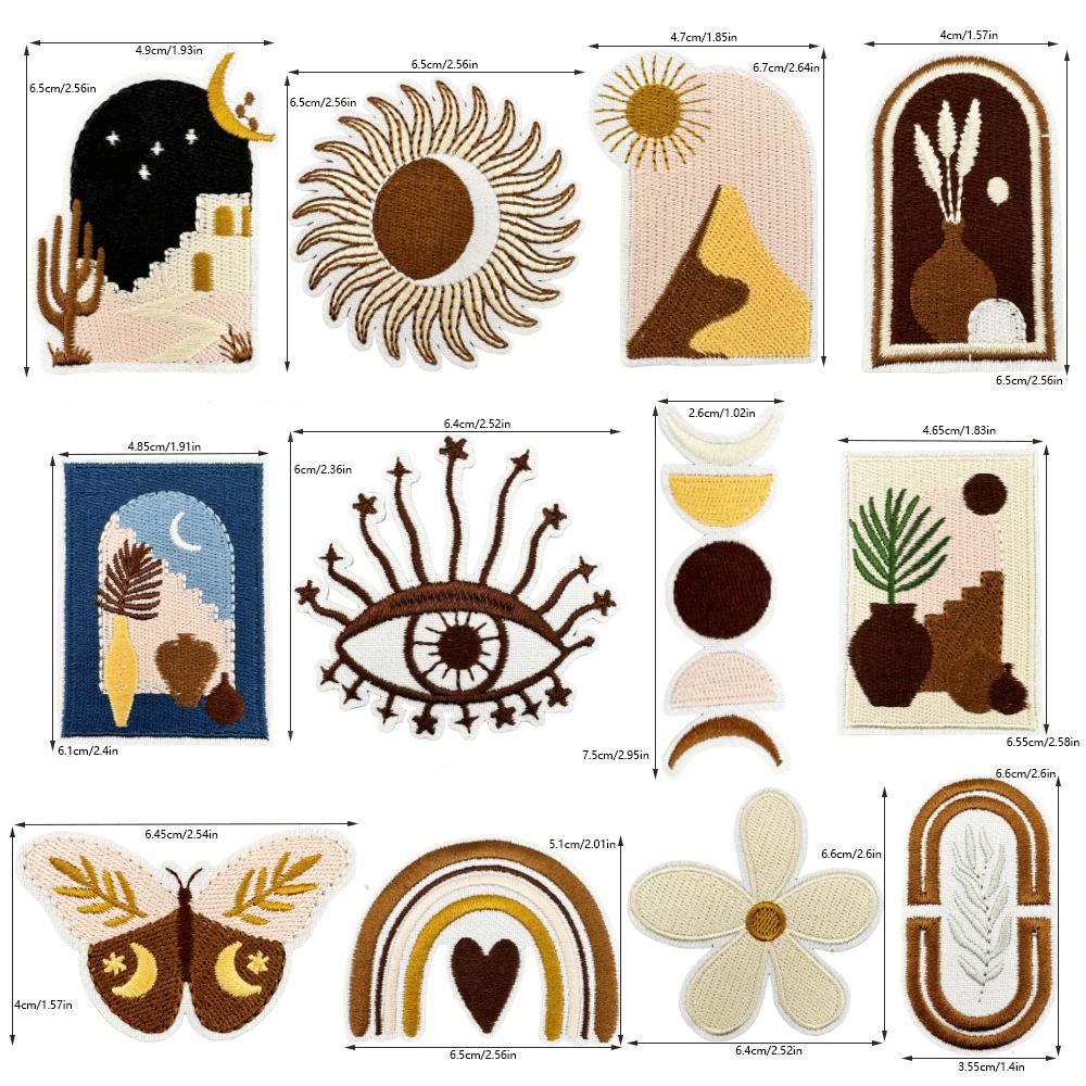 1Set Mixed Style Embroidery Patches Iron On Applique Dress Clothing Repair Decoration Badges