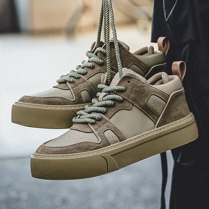 

Японські ретро кеди середньої висоти 2025 зима нішеві нові чоловічі на товстій підошві для збільшення зросту робочі черевики парні повсякденні черевики 44 зеленого кольору хакі