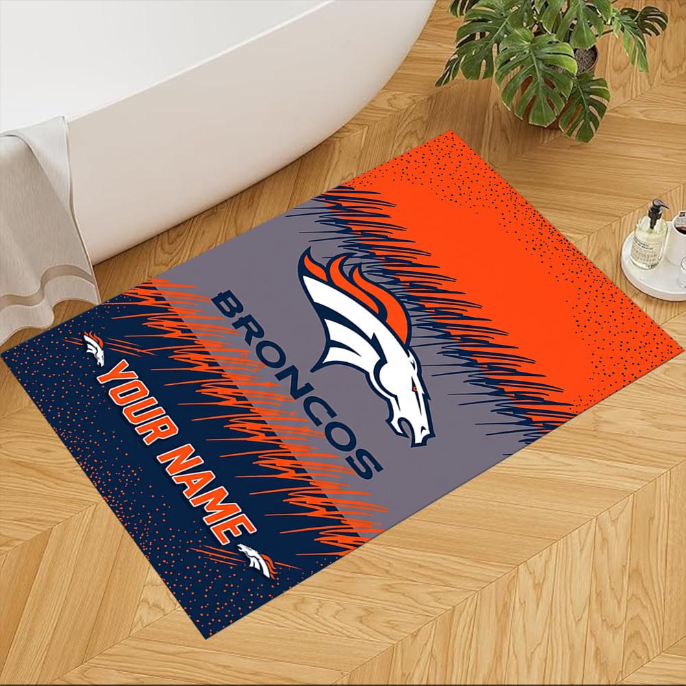 Denver Broncos Logo Customized Name Area Rug Suitable for Foyer Study room Decorate room Dining Room Anti-slip Rug Decorate Offices
